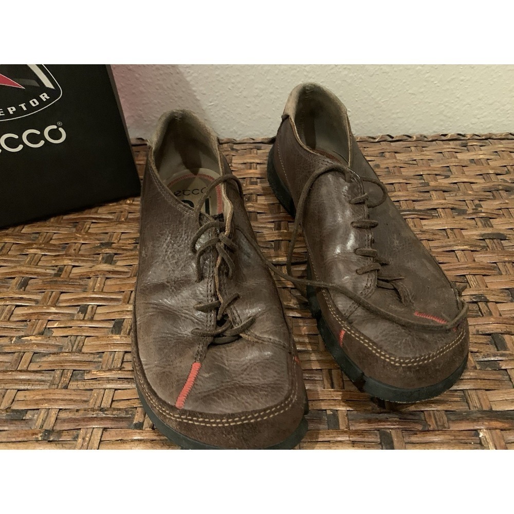 Ecco Soft 7.5 Lace Up Men's Brown Leather Casual Lifestyle Shoes